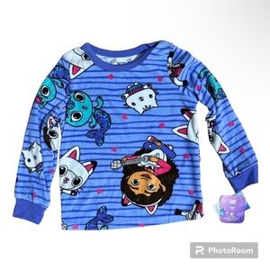 Gabby’s Dollhouse Girls Long Sleeve Pajama Shirt Size 5/6 Purple Blue